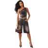 True Religion Women’s Baggy Denim Jort Big T Flap(Cocoa Crumble)