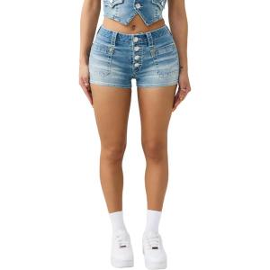 True Religion Women’s Front Pocket Denim Shorts Flap(Sunset Ticket)