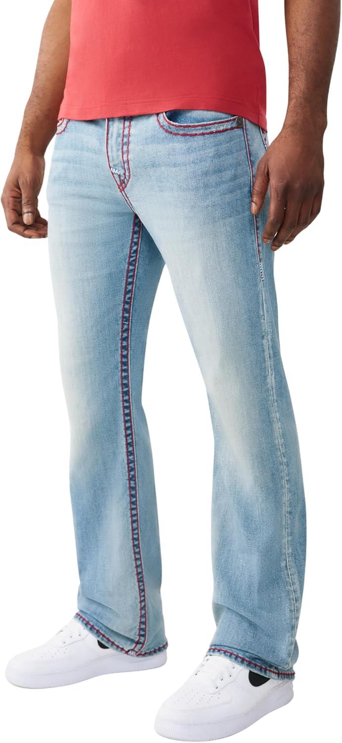 imageTrue Religion Mens Billy Super T Bootcut Jean 34 Relaxed Fit Super T Stitching Horseshoe Detail