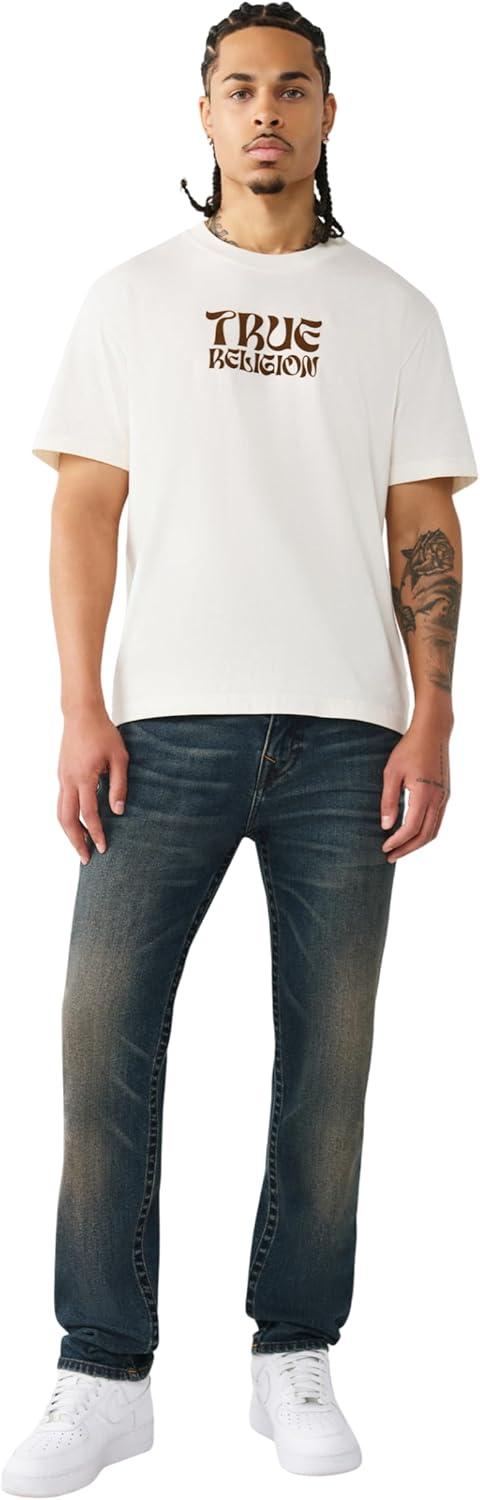 imageTrue Religion Mens Rocco Flap Single Needle Skinny Jean 32 Blue Stitching Flap Pockets Modern Skinny Fit