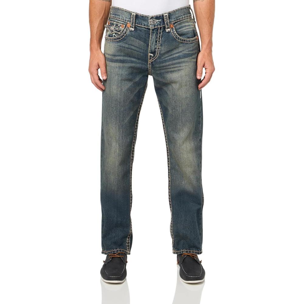 imageTrue Religion Mens Ricky Super T Flap 34inMidnight Warehouse Dark Wash