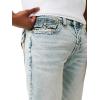 True Religion Men’s Ricky Big T Flap Straight Jean 34” – Acid Wash, Big T Stitching, Horseshoe Detail