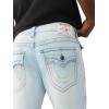 True Religion Men’s Ricky Flap Straight Jean 34″ – Light Wash, Horseshoe Detailing, Slim Fit