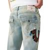 True Religion Men’s Ricky Flap Straight Jean 34” – Light Wash, Single Needle Stitching, Horseshoe Flap Pockets
