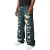 True Religion Men’s Vinny Destroyed Ultra Baggy Jean 34” – Slim-Fit, Whiskering, Horseshoe Detailing
