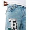 True Religion Men’s Vinny Patch Big T Ultra Baggy Jean 34” – Dark Wash, Whiskering, Signature Horseshoe