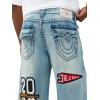 True Religion Men’s Vinny Patch Big T Ultra Baggy Jean 34” – Dark Wash, Whiskering, Signature Horseshoe