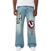 True Religion Men’s Vinny Patch Big T Ultra Baggy Jean 34” – Dark Wash, Whiskering, Signature Horseshoe