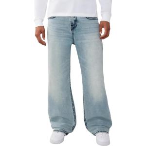 True Religion Men’s Vinny Super T Relaxed Jean 34″ – Acid Wash, Super T Stitching, Horseshoe Detailing