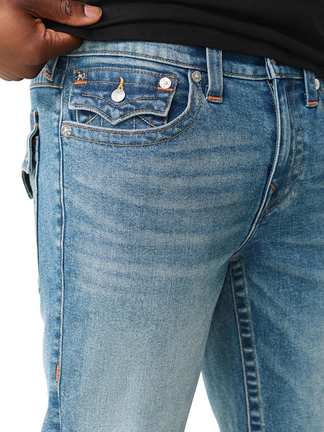 imageTrue Religion Mens Ricky Flap Denim Short Whiskering Horseshoe Detailing