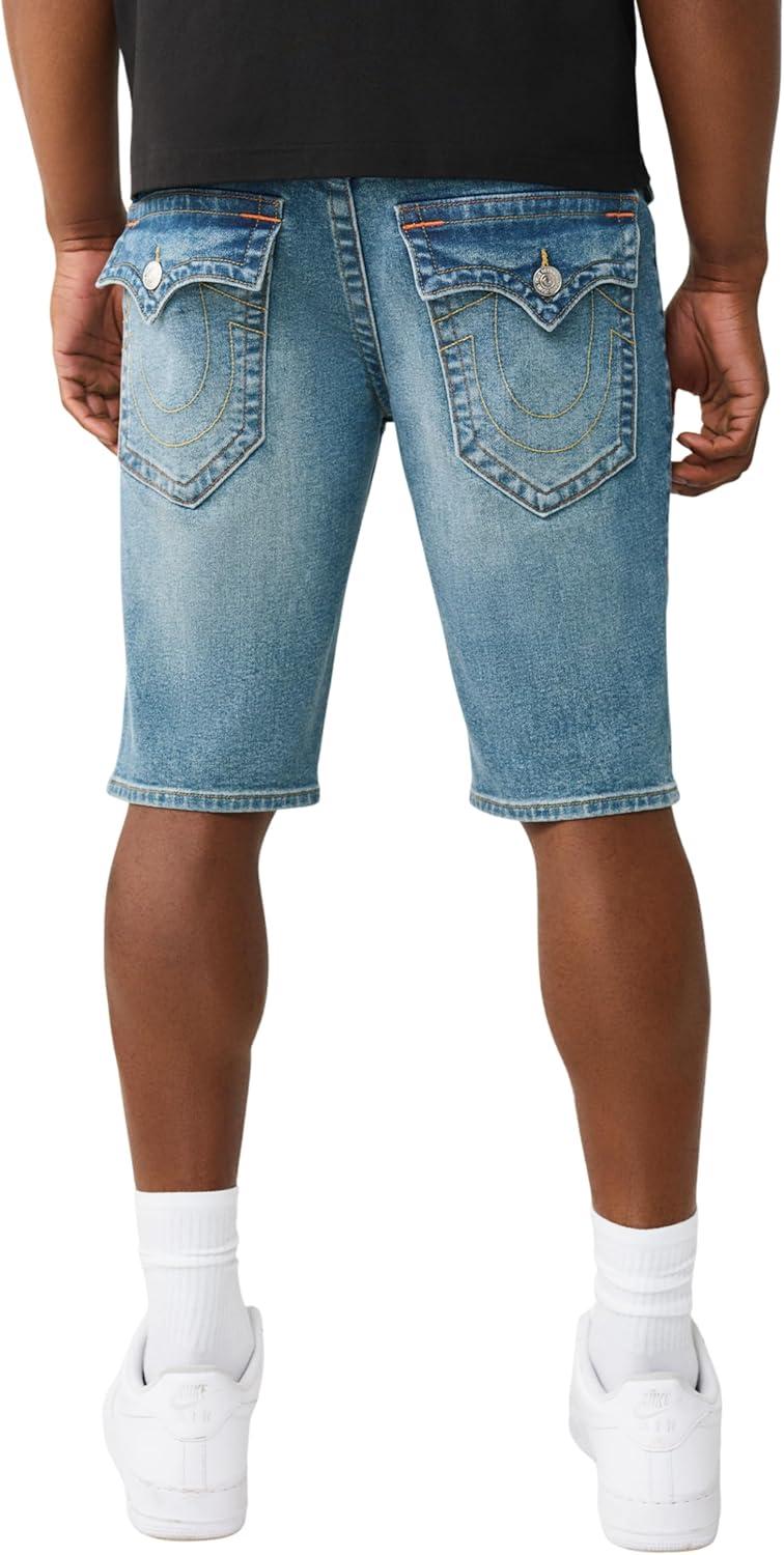 imageTrue Religion Mens Ricky Flap Denim Short Whiskering Horseshoe Detailing