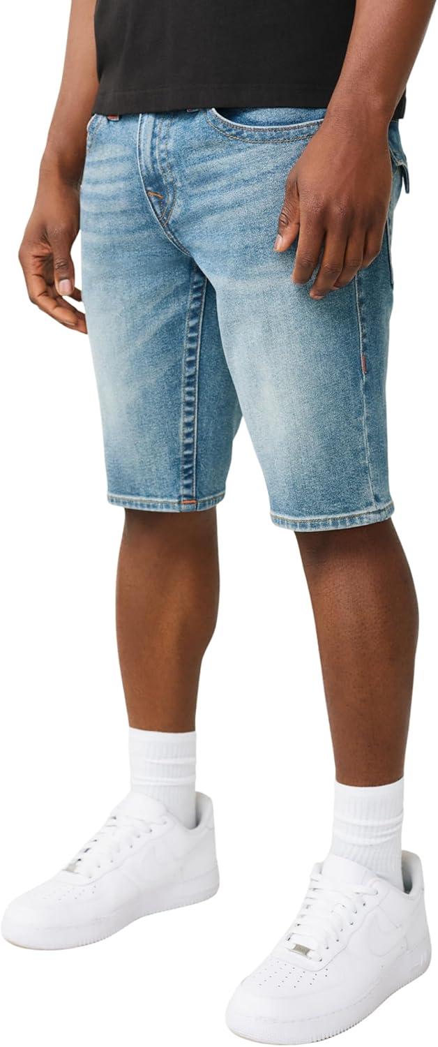imageTrue Religion Mens Ricky Flap Denim Short Whiskering Horseshoe Detailing