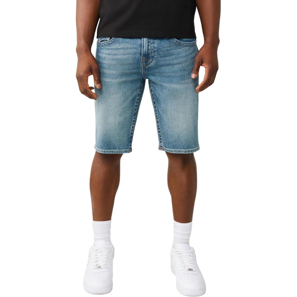 imageTrue Religion Mens Ricky Flap Denim Short Whiskering Horseshoe Detailing