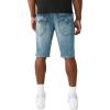 True Religion Men’s Ricky Flap Denim Short – Whiskering, Horseshoe Detailing