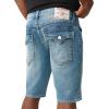 True Religion Men’s Ricky Flap Denim Short – Whiskering, Horseshoe Detailing