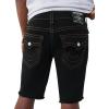 True Religion Men’s Ricky Frayed Hem Denim Short – Relaxed Fit, Frayed Hem, Horseshoe Detailing