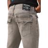 True Religion Men’s Ricky Frayed Hem Denim Short – Relaxed Fit, Horseshoe Detailing, Raw-Cut Hem – Plankton Grey Wash, 30