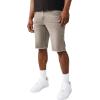 True Religion Men’s Ricky Frayed Hem Denim Short – Relaxed Fit, Horseshoe Detailing, Raw-Cut Hem – Plankton Grey Wash, 33