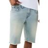 True Religion Men’s Ricky Frayed Hem Denim Short – Relaxed Fit, Zip Fly, Horseshoe Detailing
