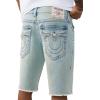 True Religion Men’s Ricky Frayed Hem Denim Short – Relaxed Fit, Zip Fly, Horseshoe Detailing