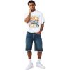 True Religion Men’s Vinny Super T Flap Baggy Fray Short – Super T Stitching, Horseshoe Detailing