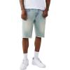 True Religion Men’s Ricky Frayed Hem Denim Short – Relaxed Fit, Zip Fly, Horseshoe Detailing