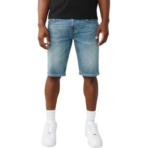 True Religion Men’s Ricky Flap Denim Short – Whiskering, Horseshoe Detailing