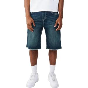 True Religion Men’s Vinny Super T Flap Baggy Fray Short – Super T Stitching, Horseshoe Detailing