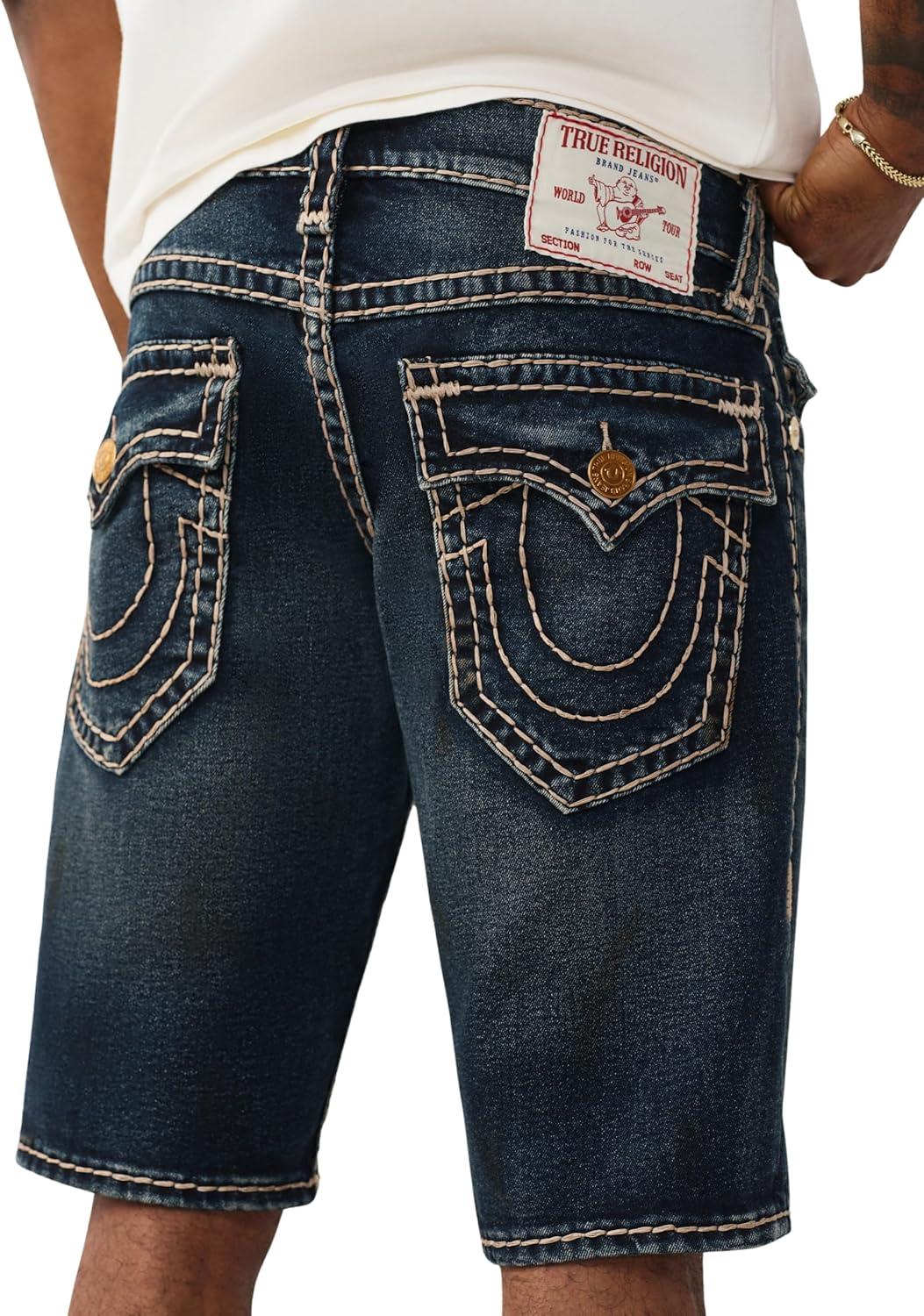 imageTrue Religion Mens Ricky Flap Short Relaxed Fit Horseshoe Detailing