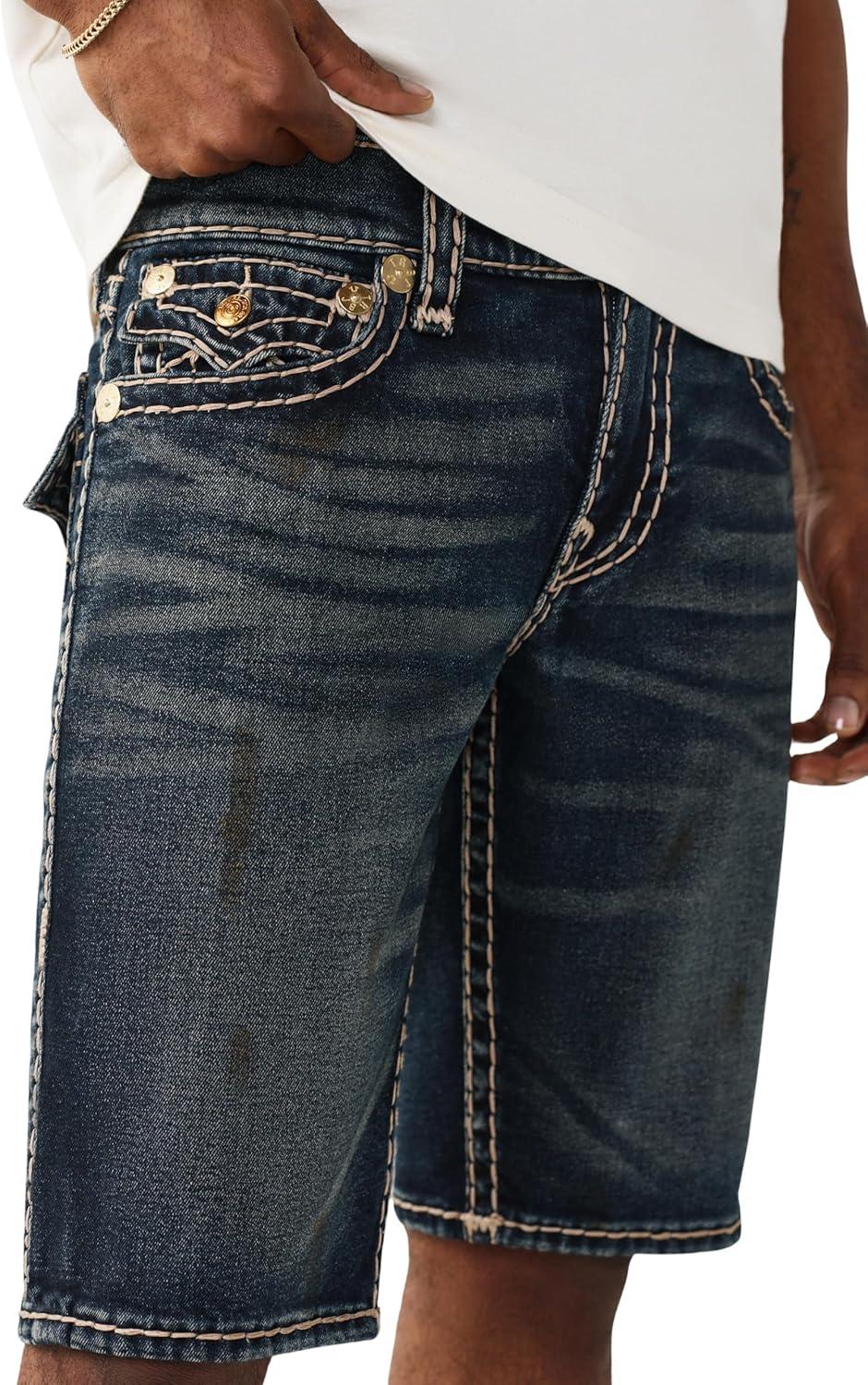 imageTrue Religion Mens Ricky Flap Short Relaxed Fit Horseshoe Detailing