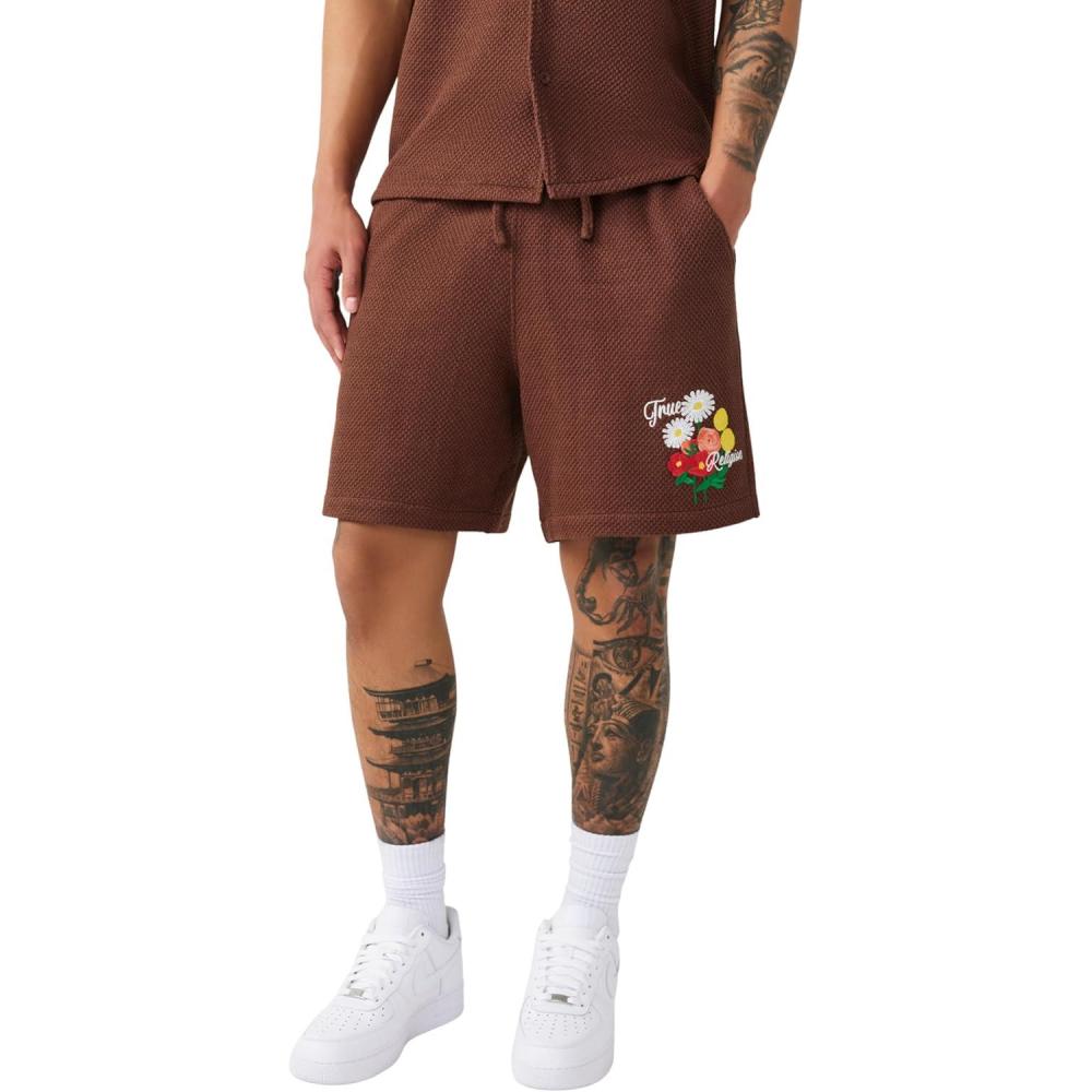 imageTrue Religion Mens Knit SweatShorts Drawstring Waist Soft Textured Fabric