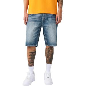 True Religion Men’s Bobby Big T Distressed Short – Distressed Hem, Big T Stitching, Horseshoe Detailing