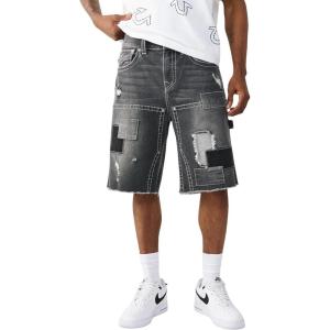 True Religion Men’s Vinny Big T Cargo Short – Frayed Baggy Fit, Cargo Pockets, Horseshoe Detailing