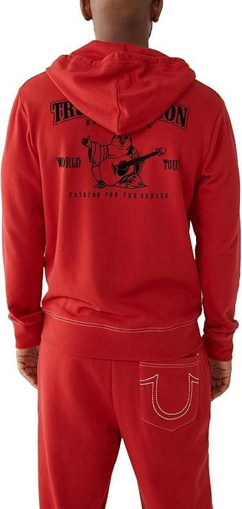 imageTrue Religion Mens Buddha Logo Zip Hoodie Hoodies for Men Mens Fashion Hoodies amp SweatshirtsRuby Red W Black