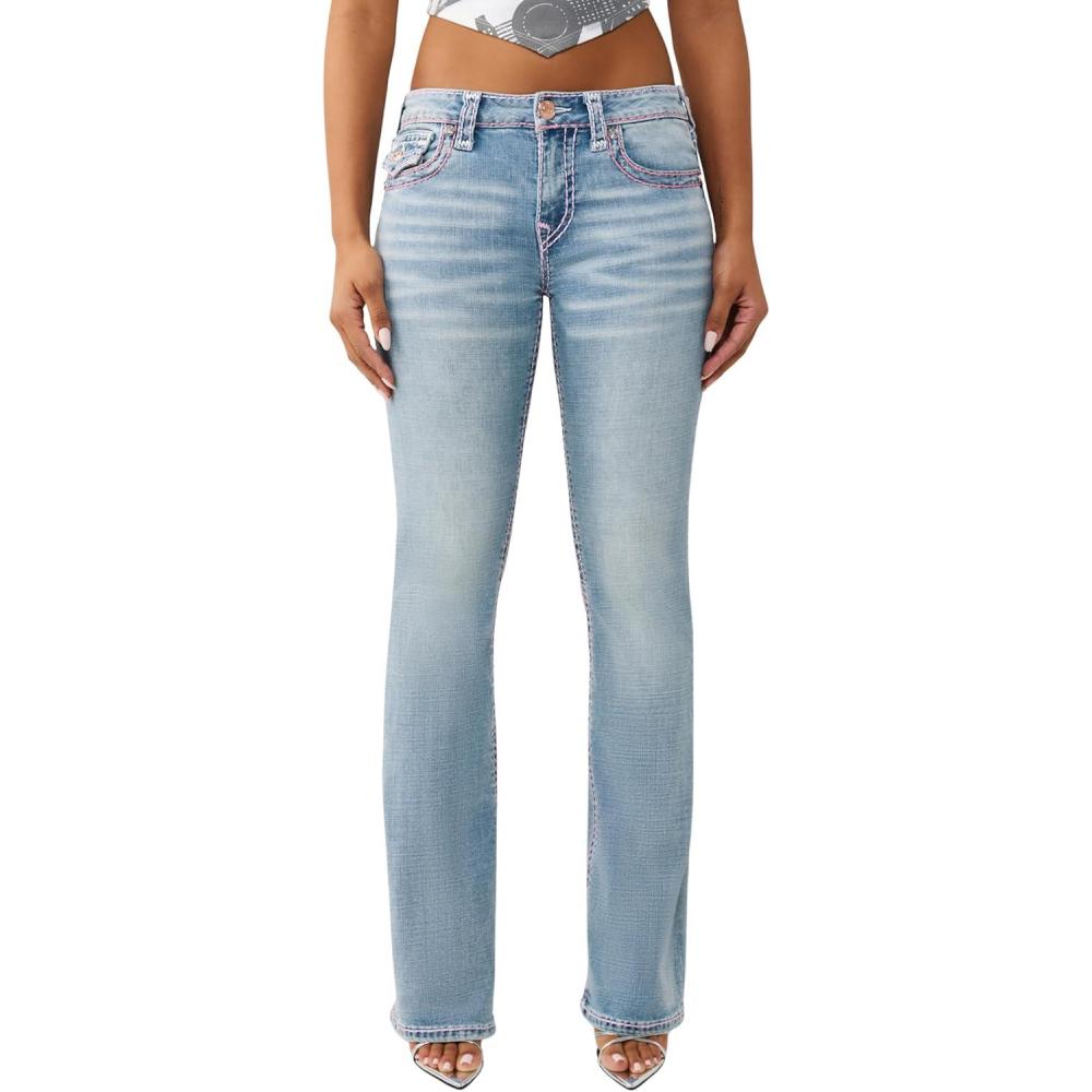 imageTrue Religion Womens Becca Super T Bootcut Jean Mid Rise Fit Stretch Denim Signature Super T Stitching