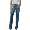 True Religion Billie Mid Rise Super T Straight Jeans for Women – Light Wash Denim with Pink Stitching & Flap Pockets