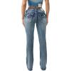 True Religion Women’s Becca Mid Rise Flap Bootcut Jean – Stretch Denim, Light Wash, Flattering Mid-Rise Fit, Retro Pockets