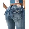 True Religion Women’s Becca Mid Rise Flap Bootcut Jean – Stretch Denim, Light Wash, Flattering Mid-Rise Fit, Retro Pockets