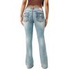 True Religion Women’s Becca Super T Bootcut Jeans – Mid Rise Denim with Red Super T Stitching & Horseshoe Flap Pockets
