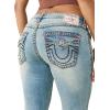 True Religion Women’s Becca Super T Bootcut Jeans – Mid Rise Denim with Red Super T Stitching & Horseshoe Flap Pockets