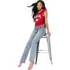True Religion Women’s Billie Big T Stitch Straight Jean – Mid Rise, Stretch Denim, Signature Straight Leg Fit