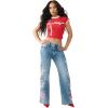 True Religion Women’s Bobbi Big T Baggy Jean – Mid Rise, Relaxed Baggy Fit, Signature Big T Stitching – Cloud Valley, 34
