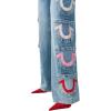 True Religion Women’s Bobbi Big T Baggy Jean – Mid Rise, Relaxed Baggy Fit, Signature Big T Stitching – Cloud Valley, 34