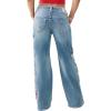 True Religion Women’s Bobbi Big T Baggy Jean – Mid Rise, Relaxed Baggy Fit, Signature Big T Stitching – Cloud Valley, 34