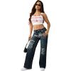 True Religion Women’s TR Embroidery Bobbi Baggy Big T – Mid Rise, Relaxed Fit