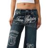 True Religion Women’s TR Embroidery Bobbi Baggy Big T – Mid Rise, Relaxed Fit