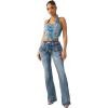 True Religion Women’s Becca Mid Rise Flap Bootcut Jean – Stretch Denim, Light Wash, Flattering Mid-Rise Fit, Retro Pockets