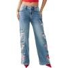 True Religion Women’s Bobbi Big T Baggy Jean – Mid Rise, Relaxed Baggy Fit, Signature Big T Stitching – Cloud Valley, 34