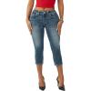 True Religion Women’s Jennie Mid Rise Capri Flap Jeans – Stylish Flap Pocket(Blue Radiance)