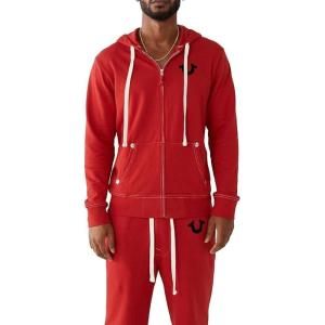 True Religion Men’s Buddha Logo Zip Hoodie – Hoodies for Men, Men’s Fashion Hoodies & Sweatshirts(Ruby Red W Black)